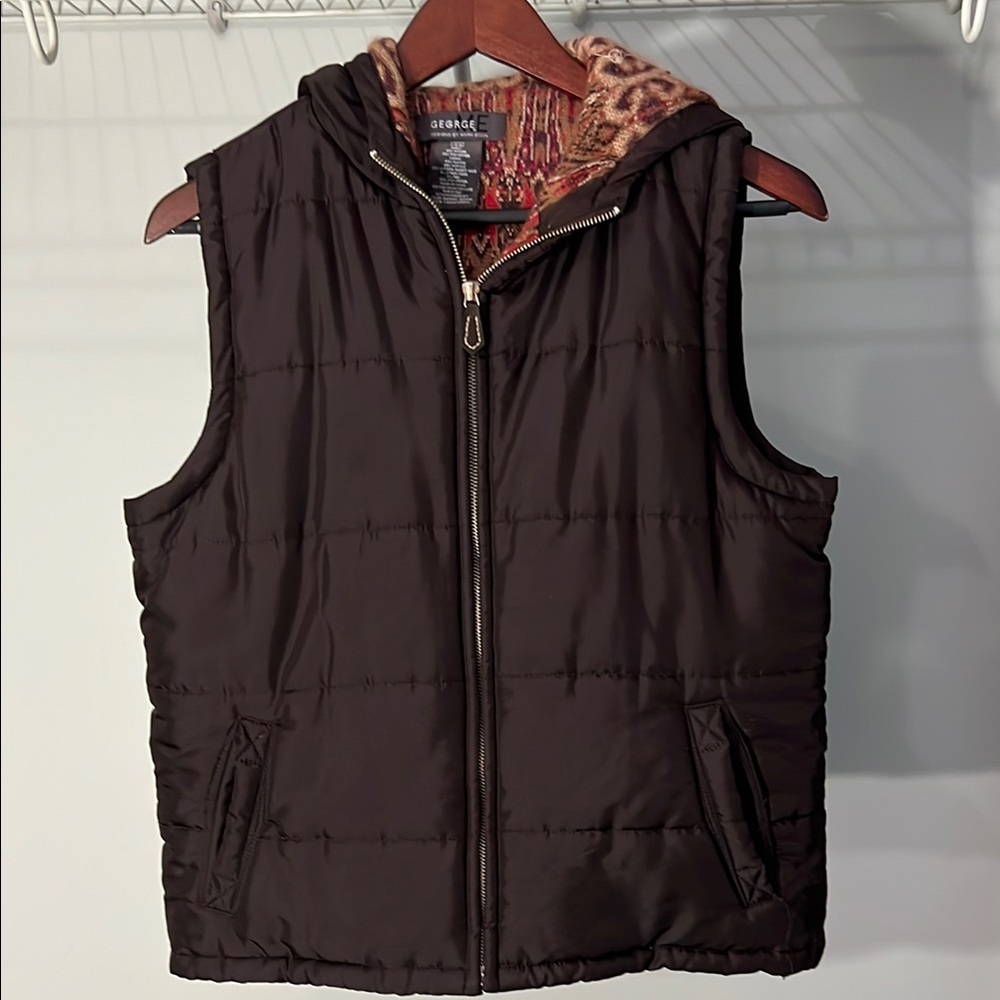 Orage Black Quilted Vest with Patterned Lining